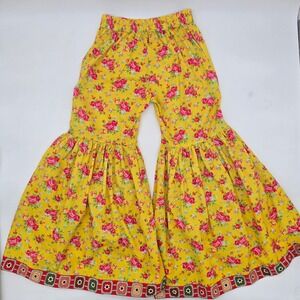 Sapphire Kids Yellow Floral Bell Bottom Pants Girl's Size 8-9
